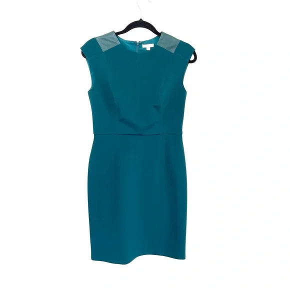 Shoshanna | Dresses | Shoshanna Teal Forest Green Career Dress Leather Sleeves Size 4 | Poshmark Shoshanna | Dresses | Shoshanna Teal Forest Green Career Dress Leather Sleeves Size 4 | Poshmark